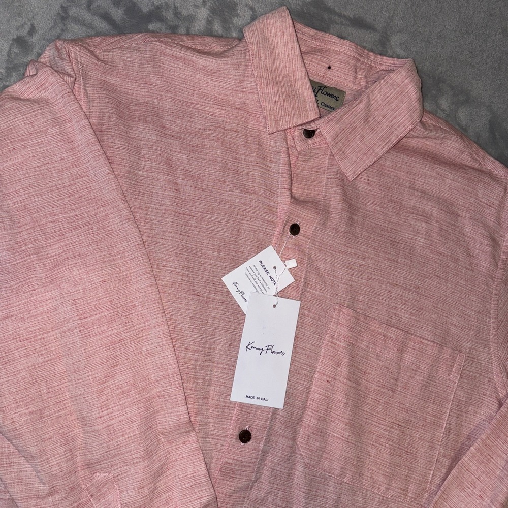 Kenny Flowers Men Island Classics Long Sleeve Button Up Linen Shirt XXL Beach